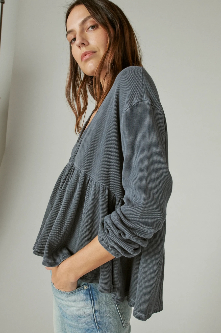 WAFFLE PEPLUM TOP, image 3