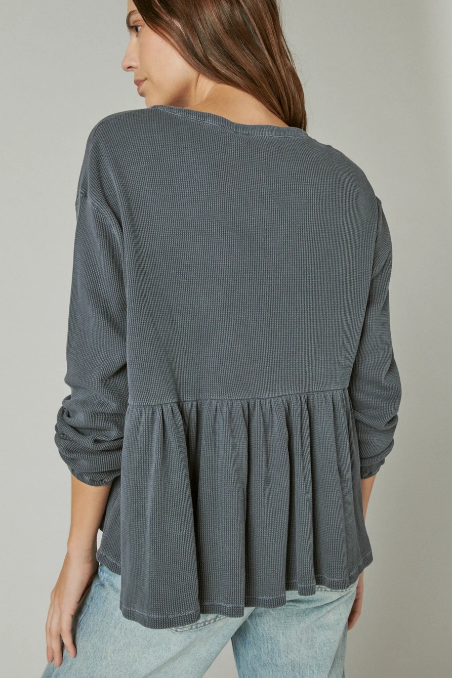 WAFFLE PEPLUM TOP, image 4