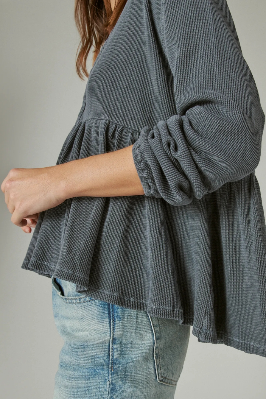 WAFFLE PEPLUM TOP, image 5