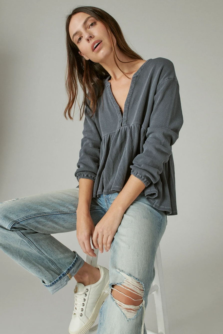 WAFFLE PEPLUM TOP, image 6