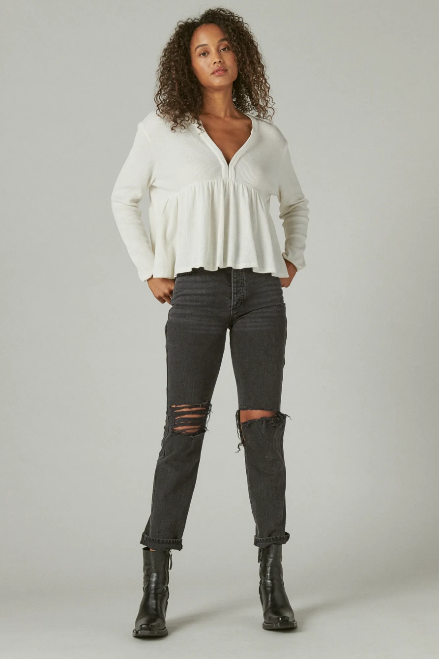 WAFFLE PEPLUM TOP, image 2