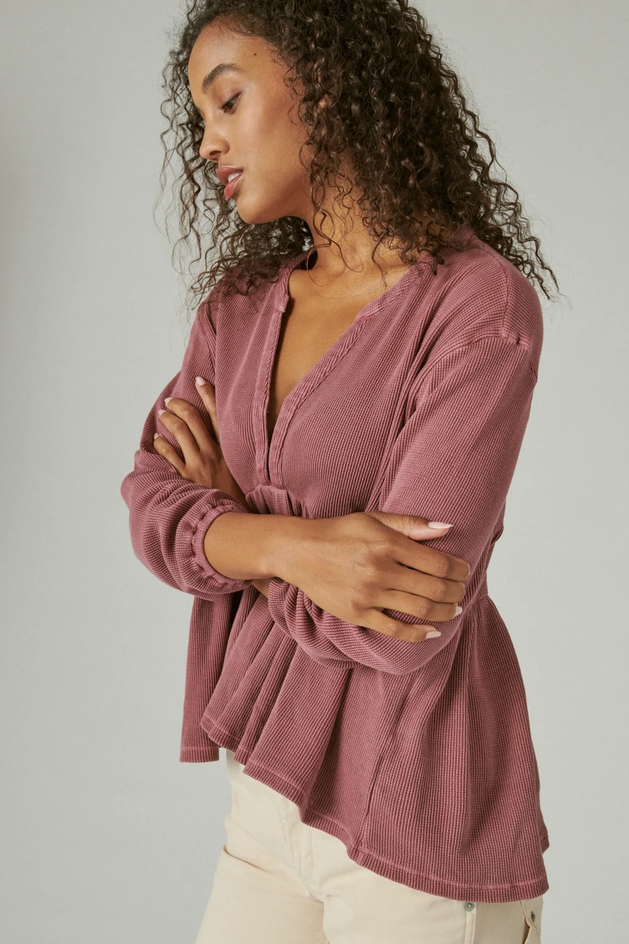 WAFFLE PEPLUM TOP, image 3