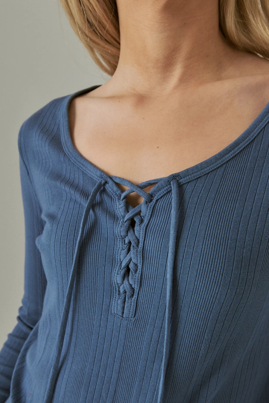 LACE UP LONG SLEEVE TOP, image 5