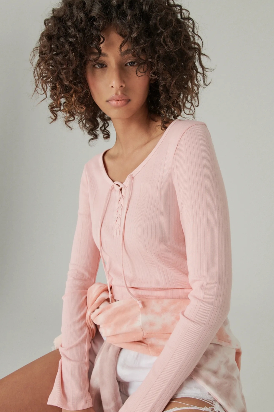 LACE UP LONG SLEEVE TOP, image 6