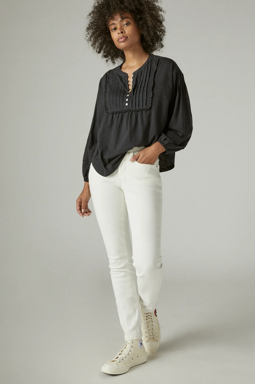 LONG SLEEVE PINTUCK YOKE TOP, image 2