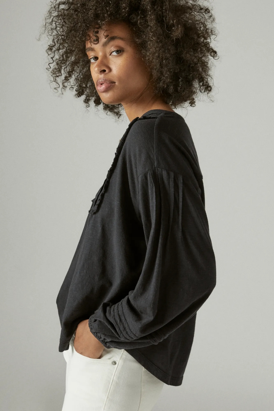 LONG SLEEVE PINTUCK YOKE TOP, image 3