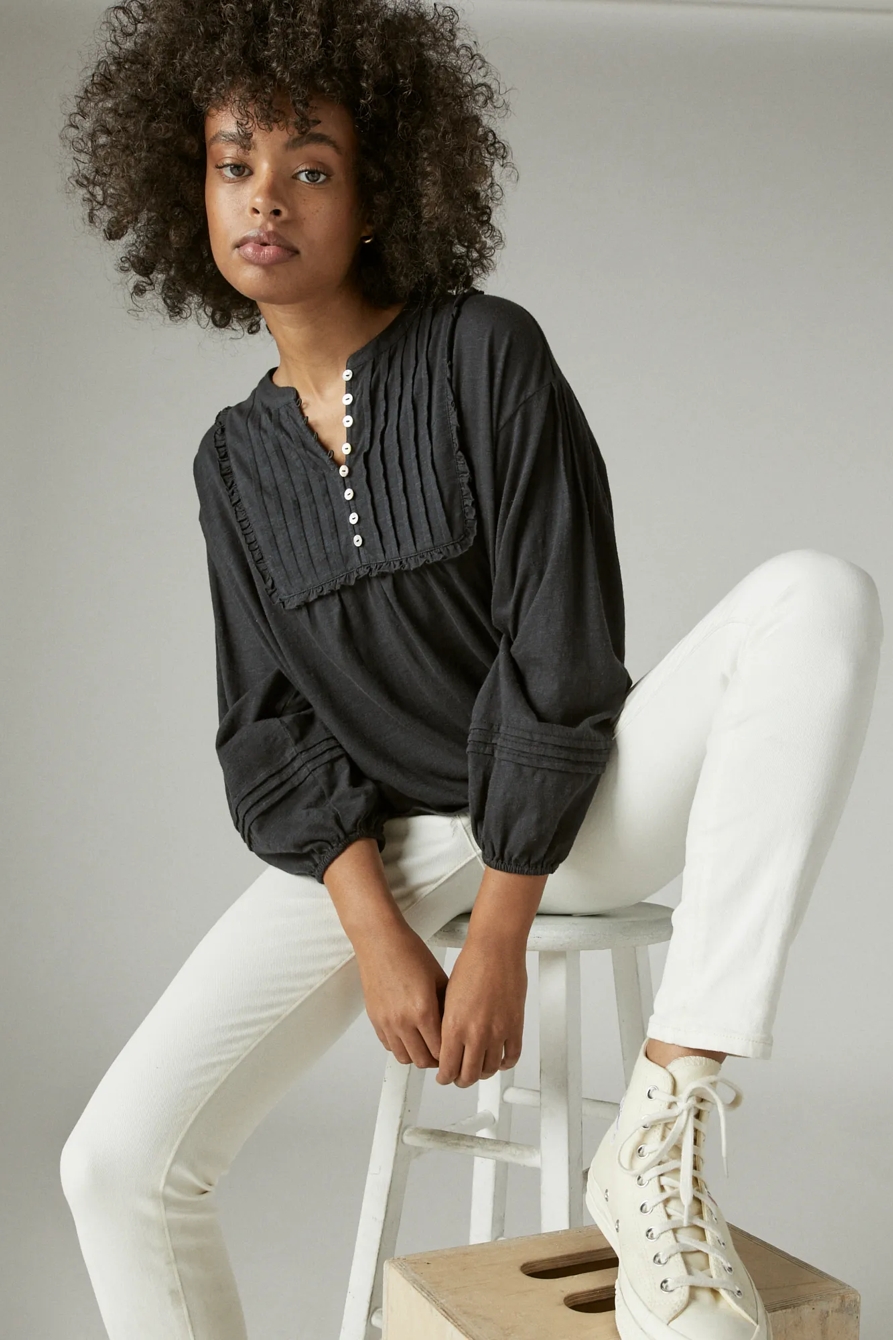 LONG SLEEVE PINTUCK YOKE TOP, image 6