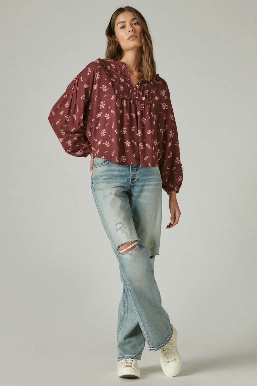LONG SLEEVE PINTUCK YOKE TOP, image 2