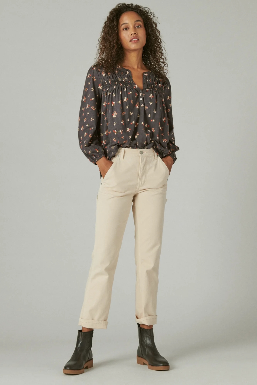 LONG SLEEVE SMOCKED YOKE TOP, image 2