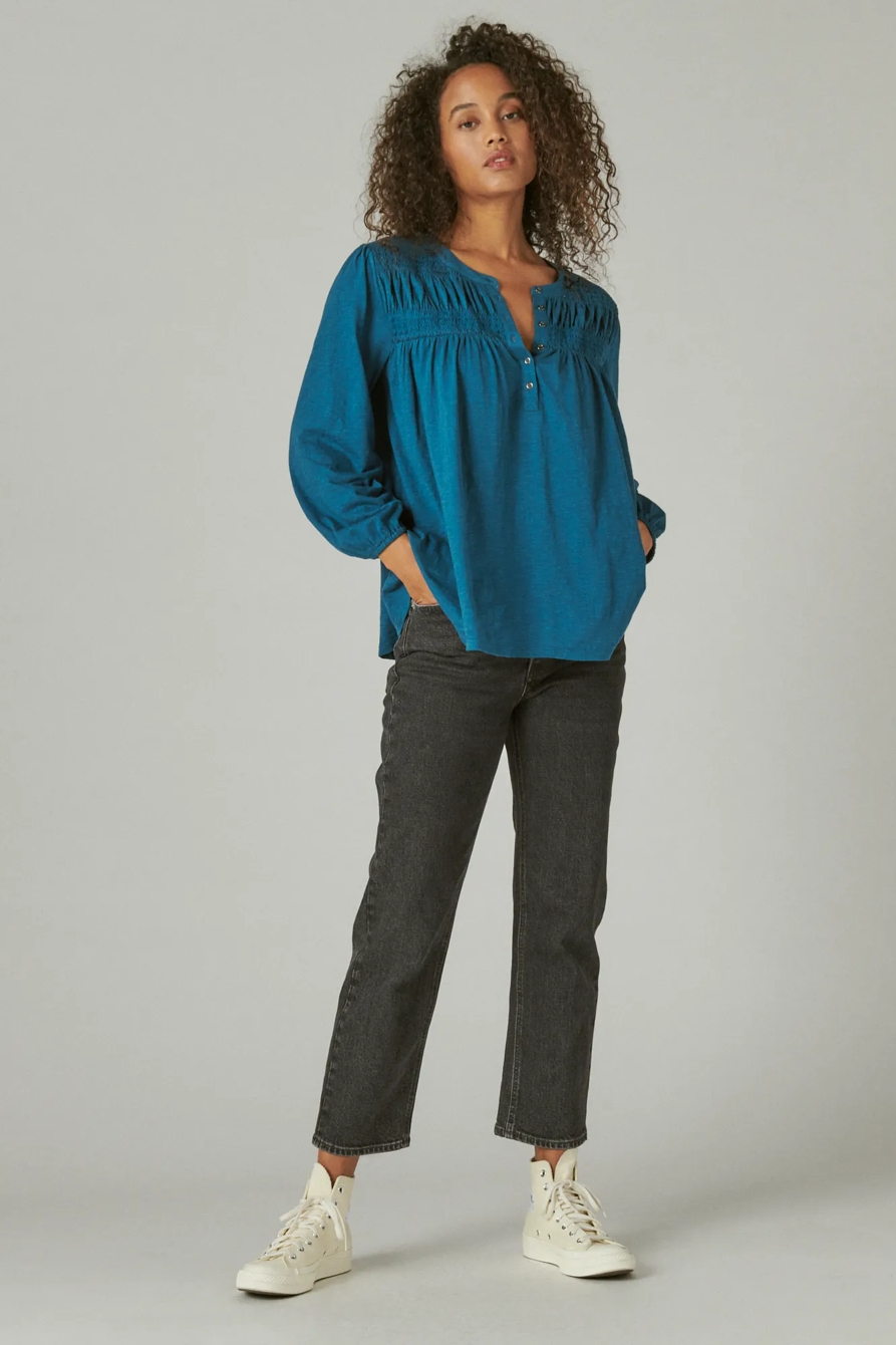 LONG SLEEVE SMOCKED YOKE TOP, image 2
