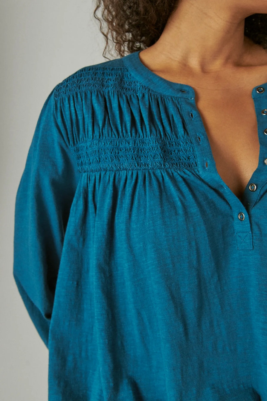 LONG SLEEVE SMOCKED YOKE TOP, image 5