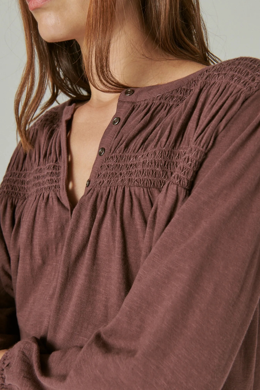 LONG SLEEVE SMOCKED YOKE TOP, image 5