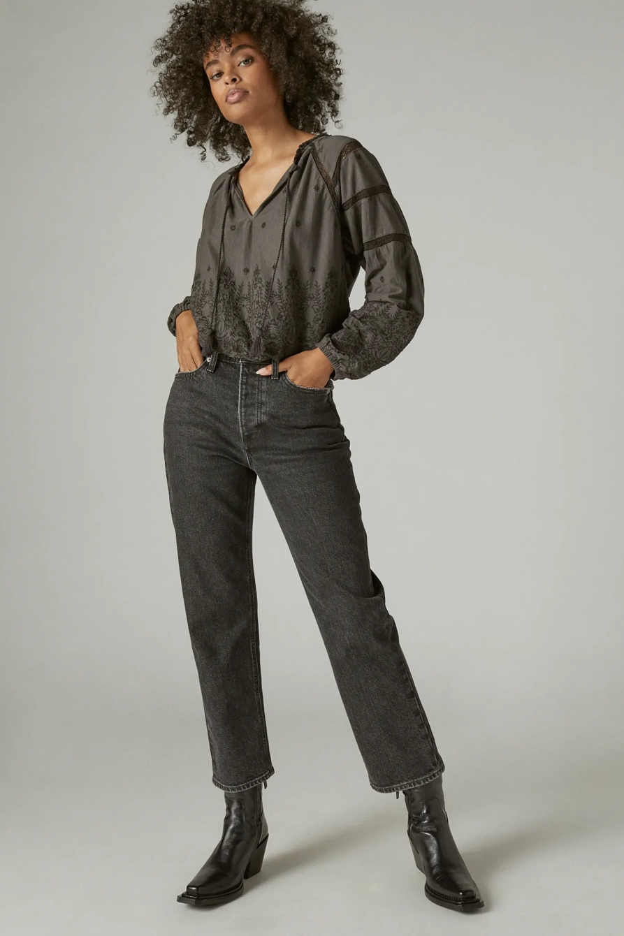 LONG SLEEVE EMBROIDERED KNIT TOP, image 2