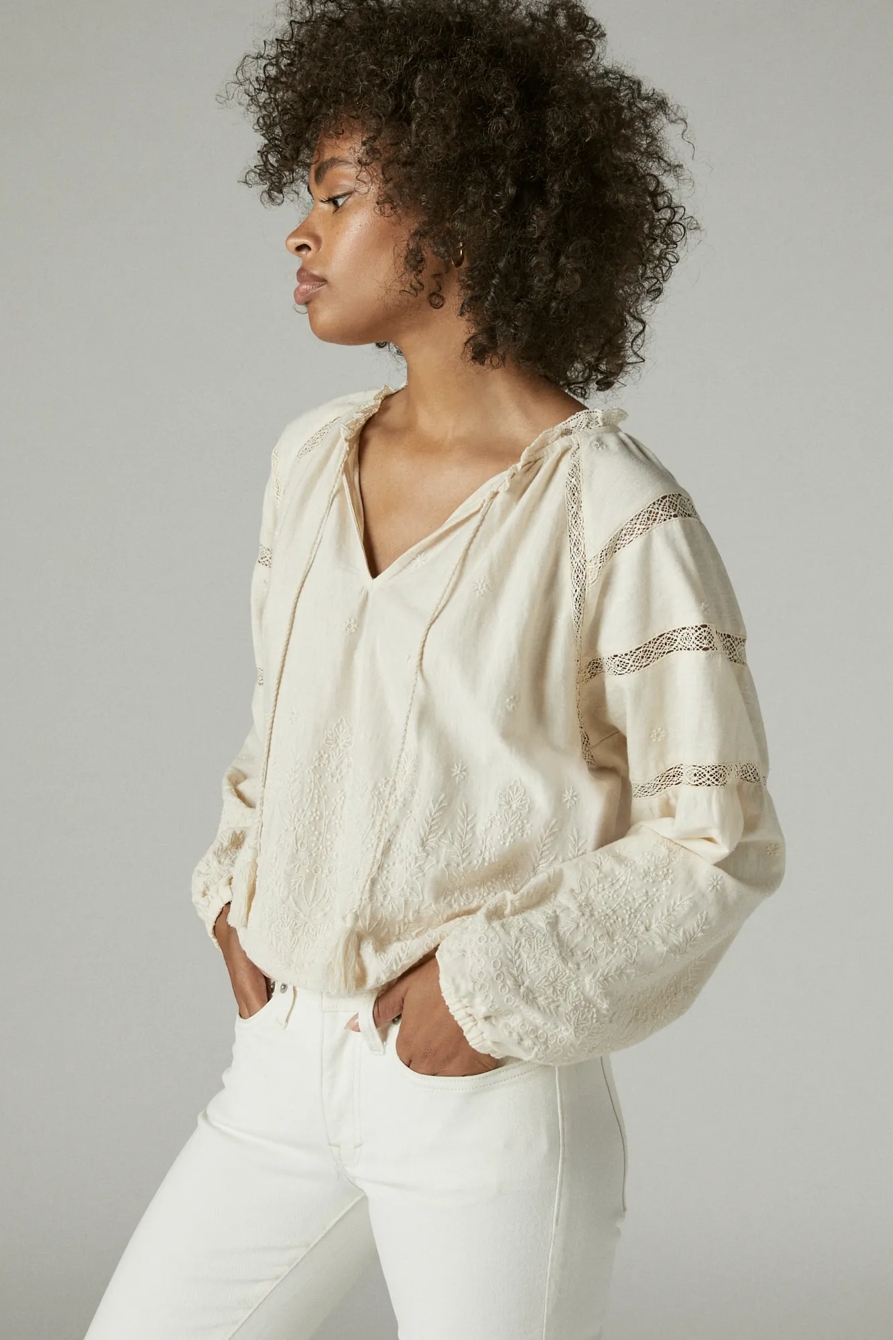 LONG SLEEVE EMBROIDERED KNIT TOP, image 3