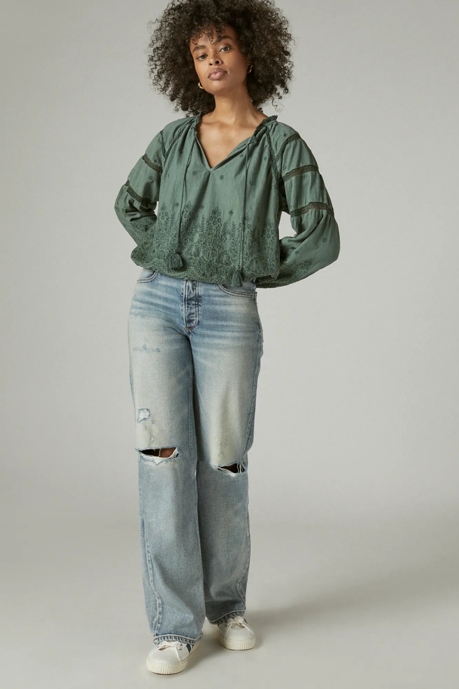 LONG SLEEVE EMBROIDERED KNIT TOP, image 2