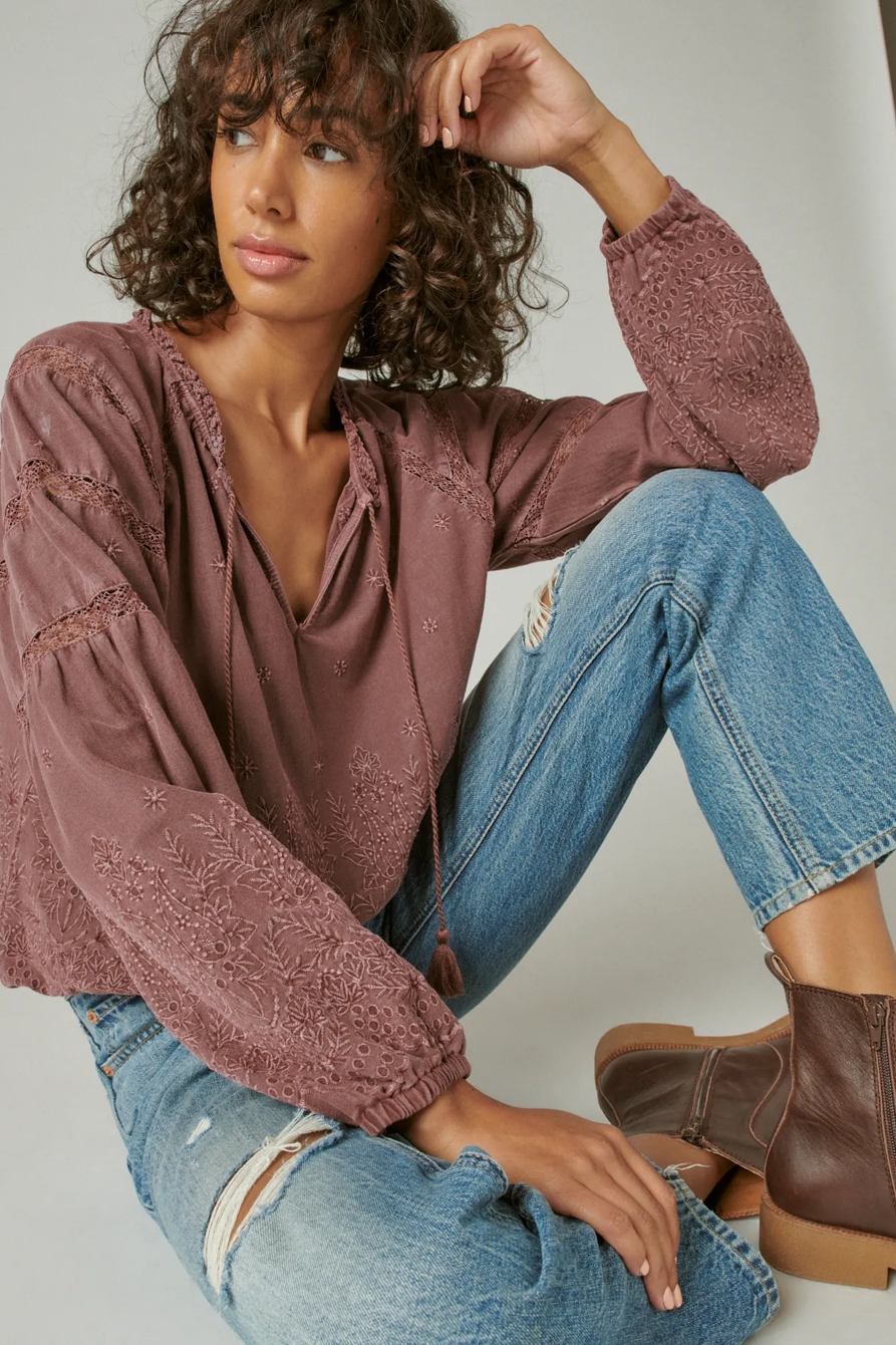 LONG SLEEVE EMBROIDERED KNIT TOP, image 6