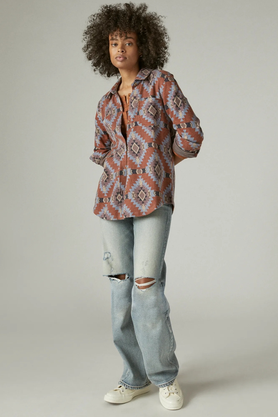 PRINTED BOYFRIEND BUTTON DOWN, image 2