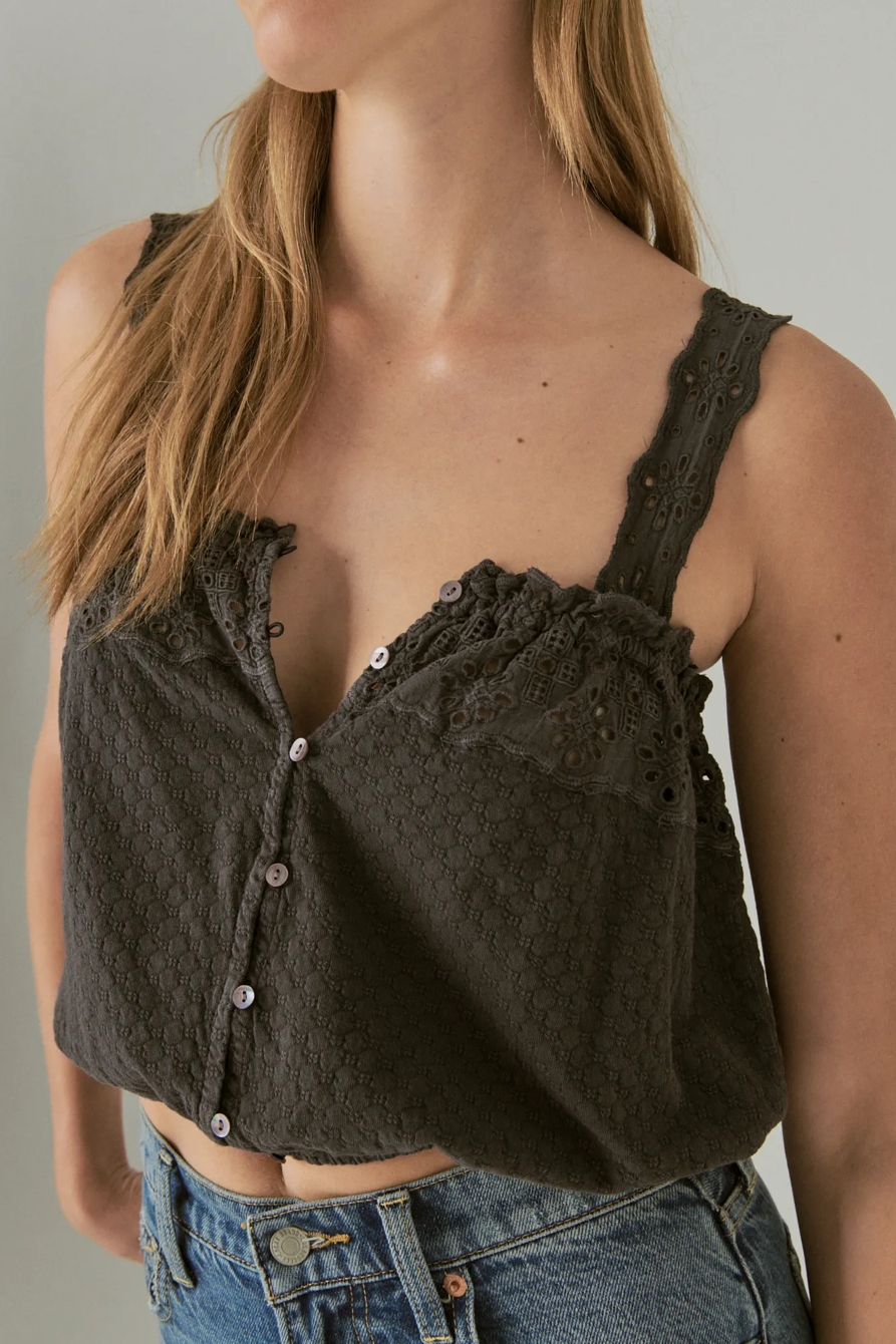EYELET BUTTON FRONT TANK, image 4