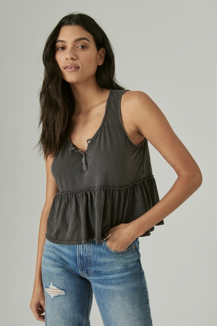 BABYDOLL HENLEY TANK, image 1