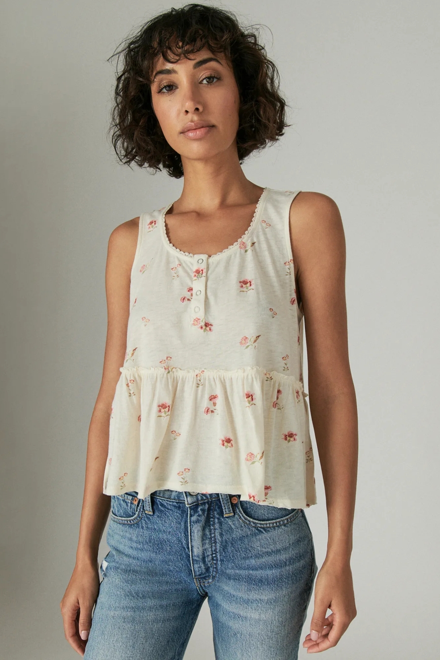 BABYDOLL HENLEY TANK, image 1