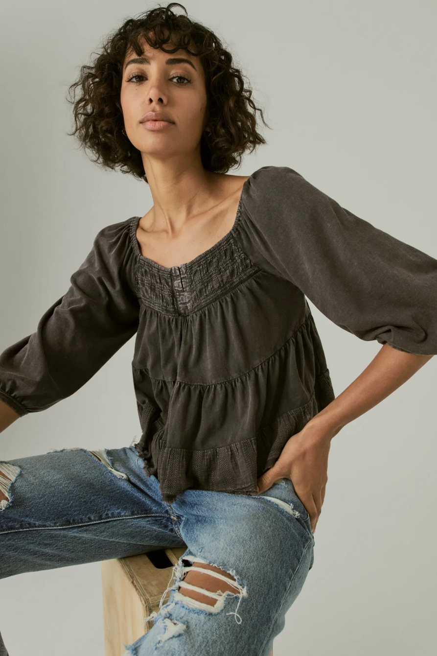 TEXTURED LONG SLEEVE TOP, image 6