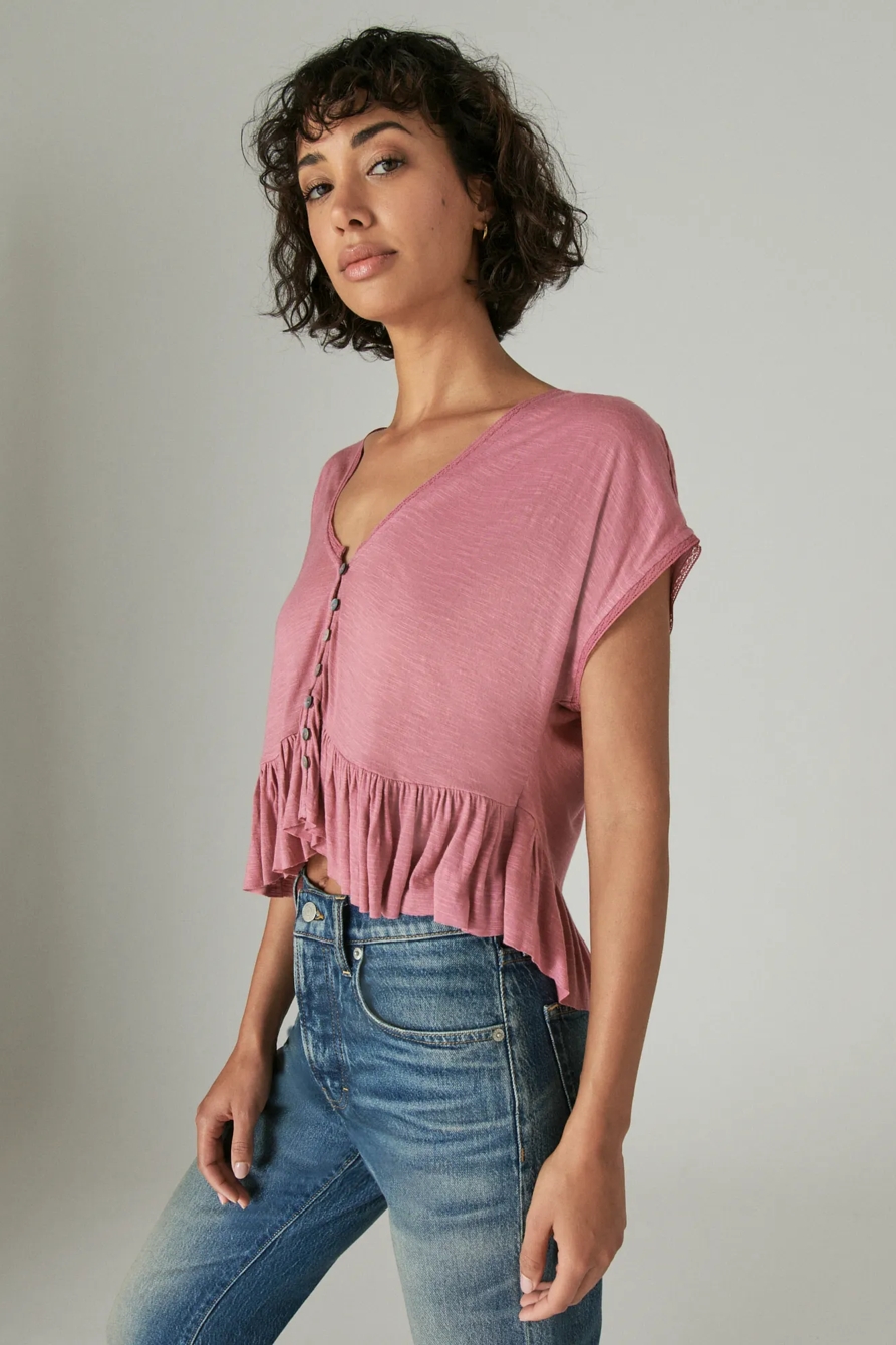 PRINTED PEPLUM TOP, image 3