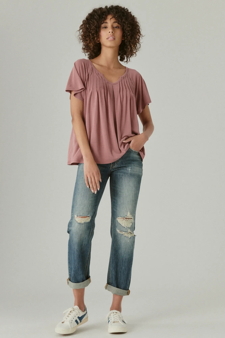 PINTUCK  V-NECK TEE, image 2