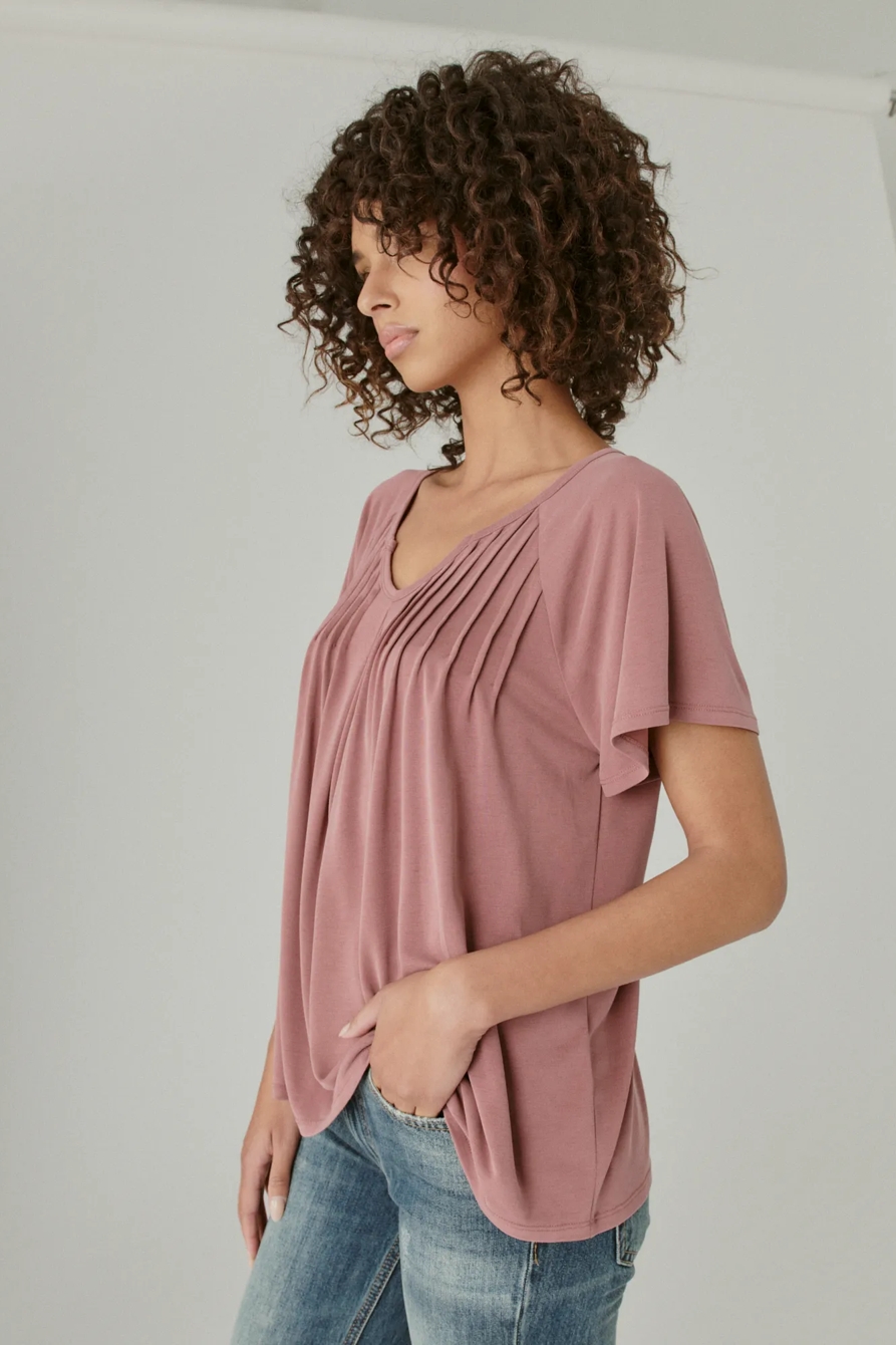 PINTUCK  V-NECK TEE, image 3