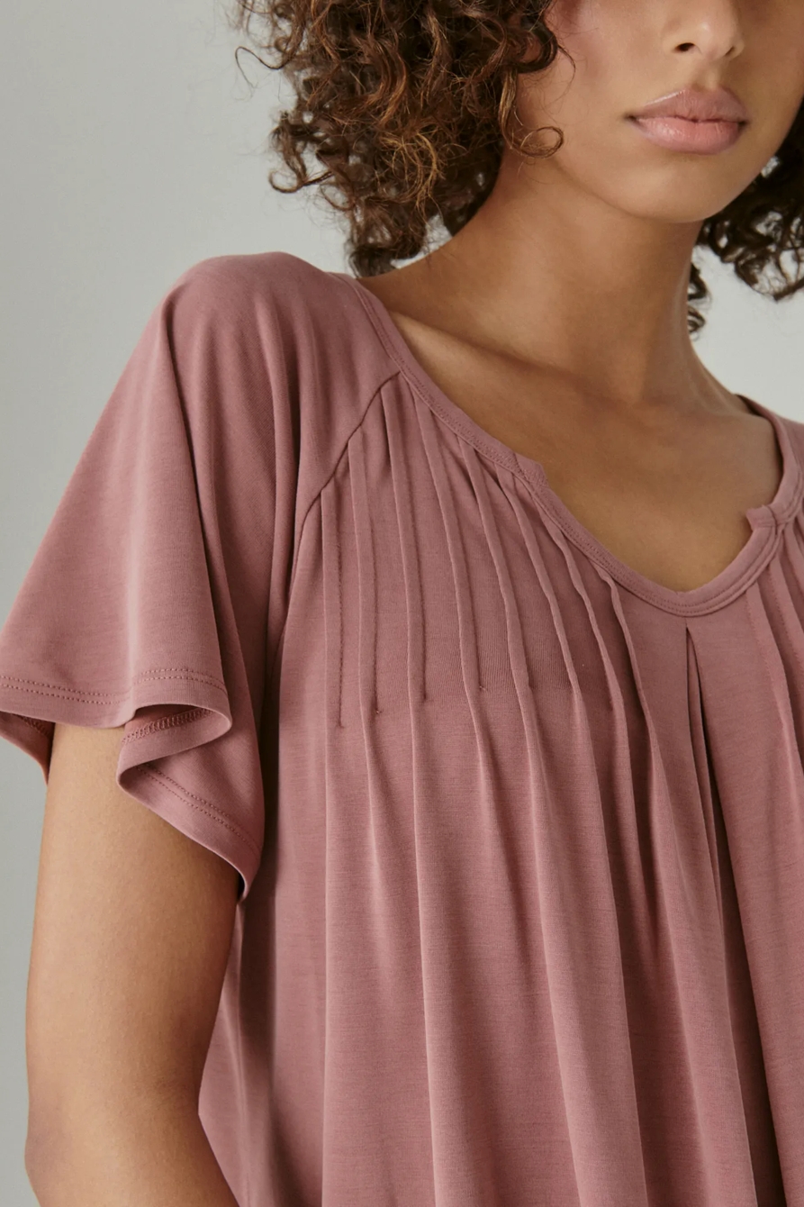 PINTUCK  V-NECK TEE, image 5