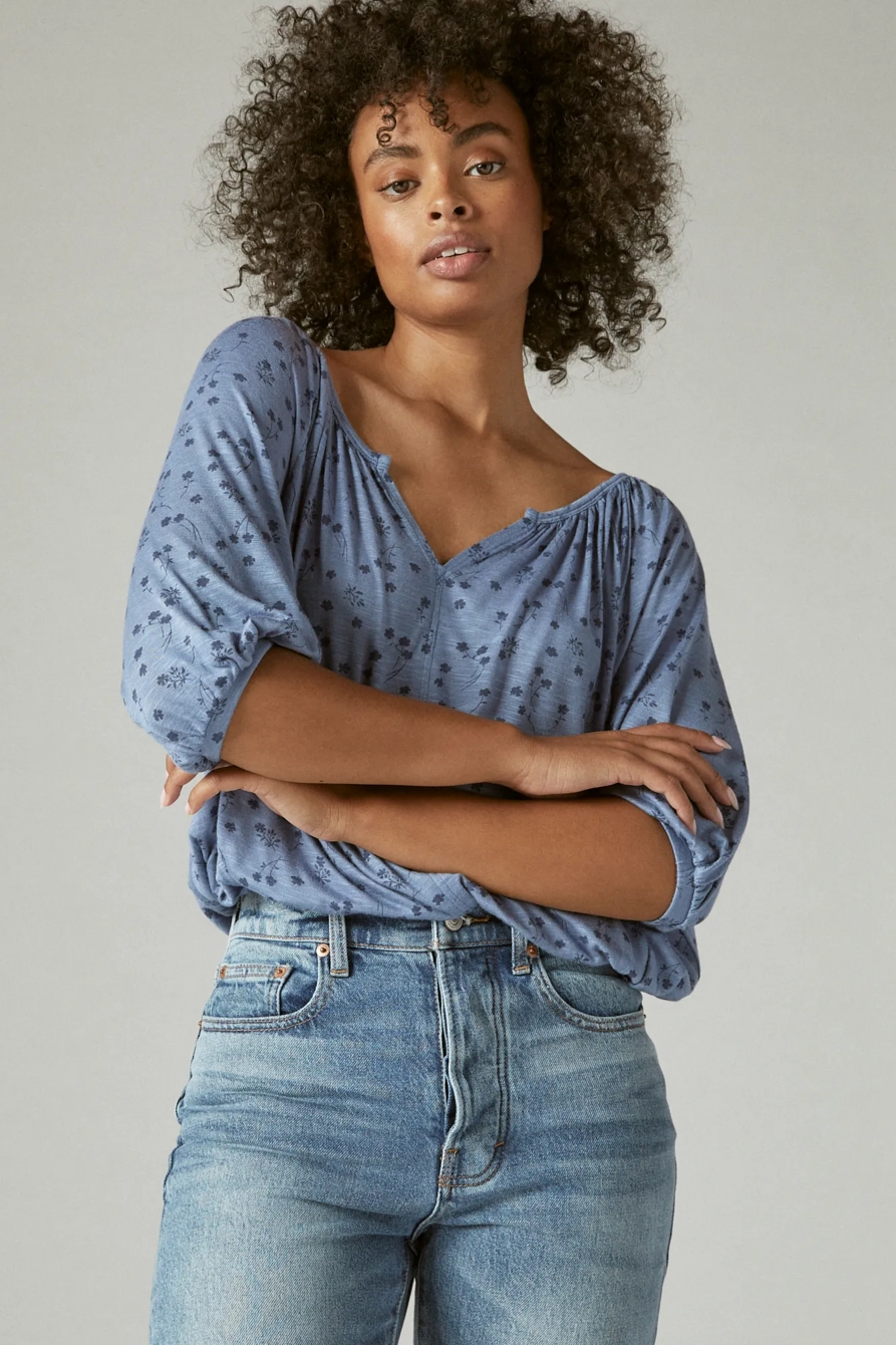 PRINTED PEASANT TOP, image 1