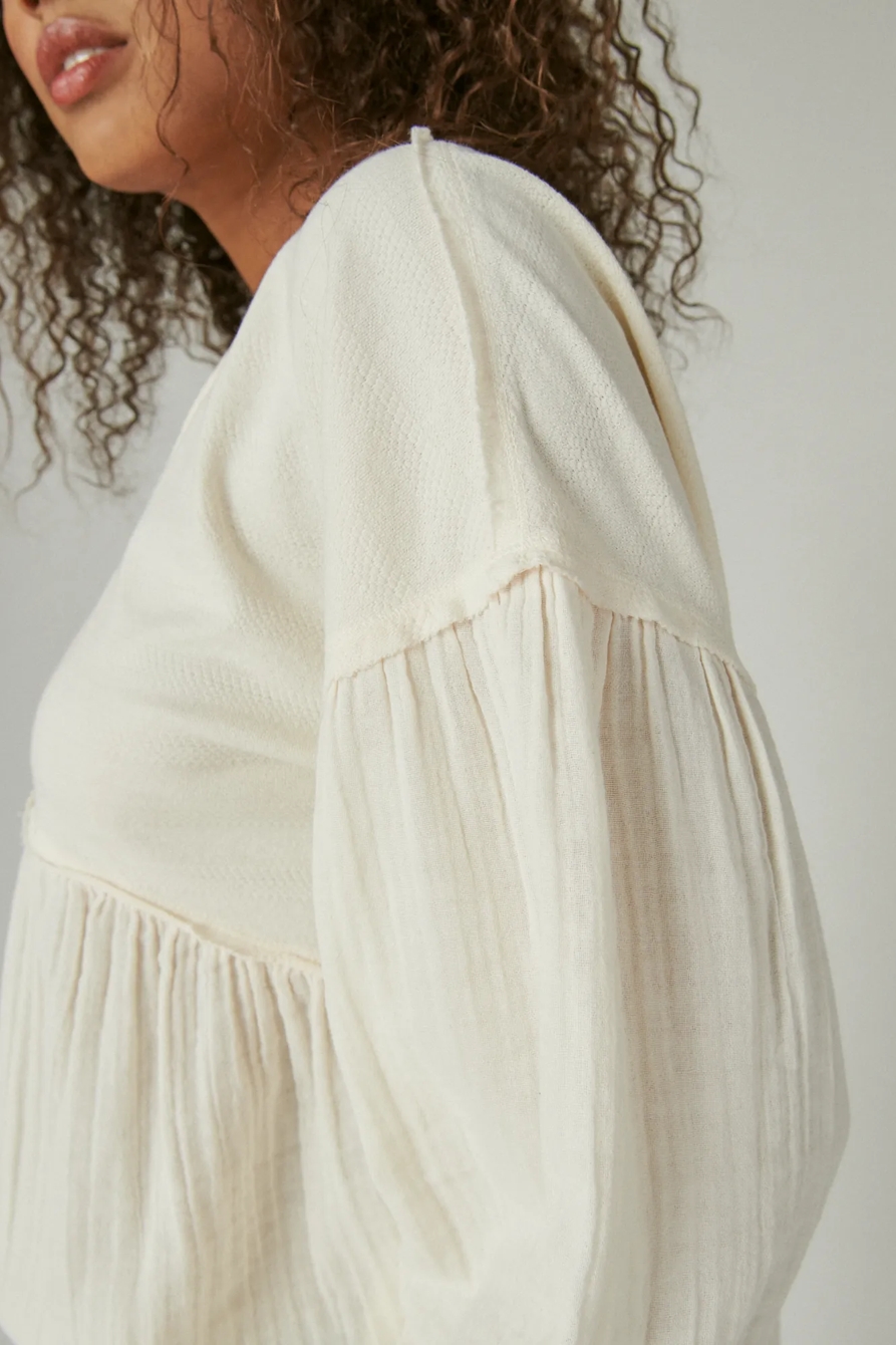 LONG SLEEVE WOVEN MIXED TOP, image 5