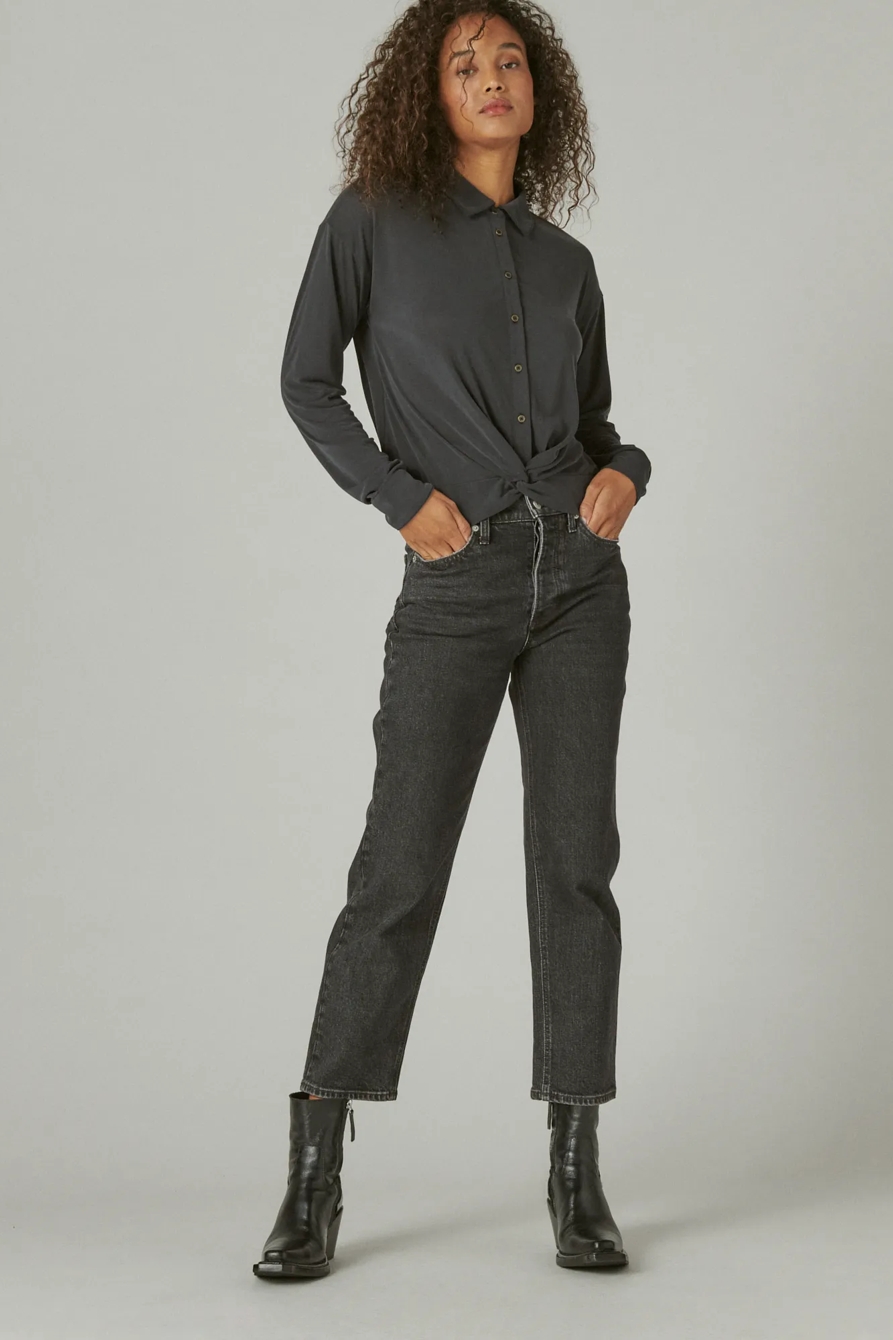SANDWASH TWIST FRONT LONG SLEEVE BUTTON UP SHIRT, image 2