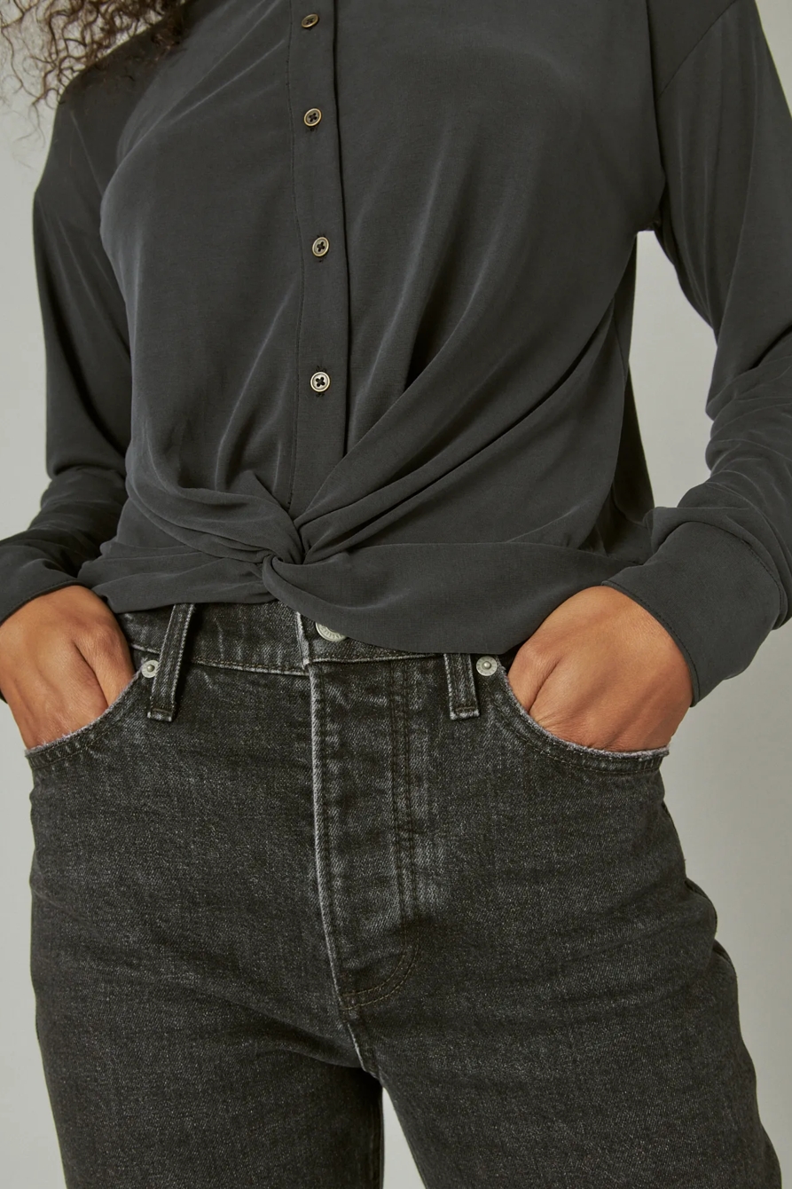 SANDWASH TWIST FRONT LONG SLEEVE BUTTON UP SHIRT, image 5
