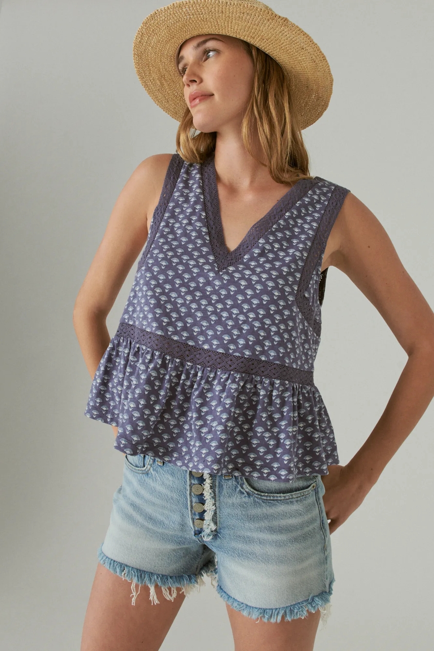 GEO LACE TRIM TANK, image 3