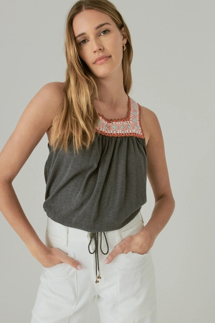 CROCHET TRIM BUBBLE TEE, image 1