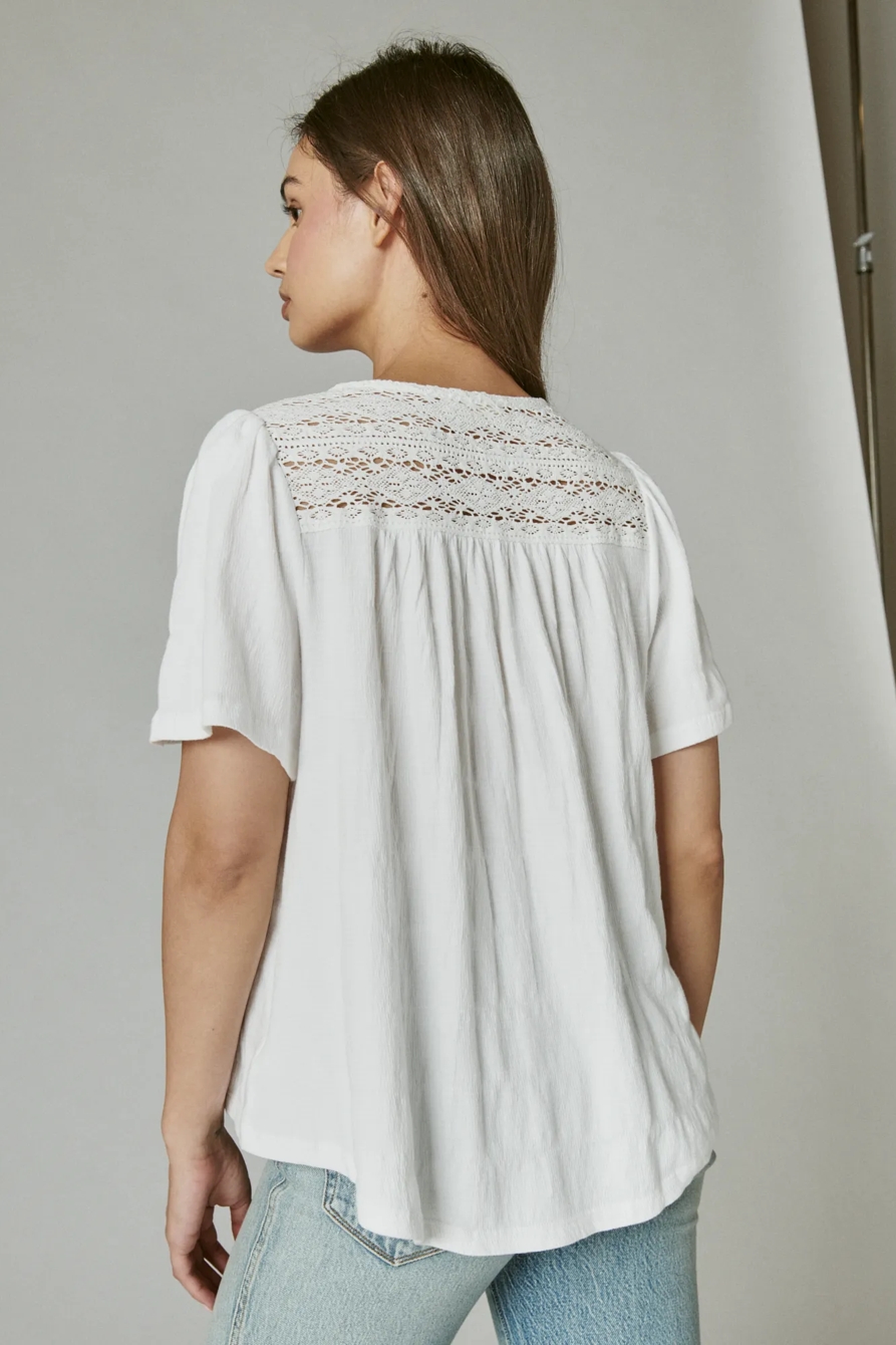 SHORT SLEEVE OPEN NECK LACE SHIRT, image 4