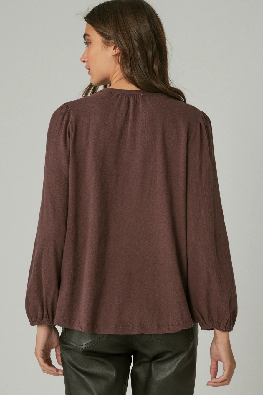 LONG SLEEVE EMBROIDERED YOKE TOP, image 4
