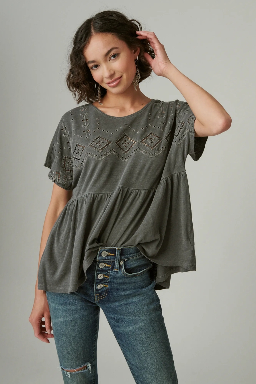 EYELET BABYDOLL TOP, image 2