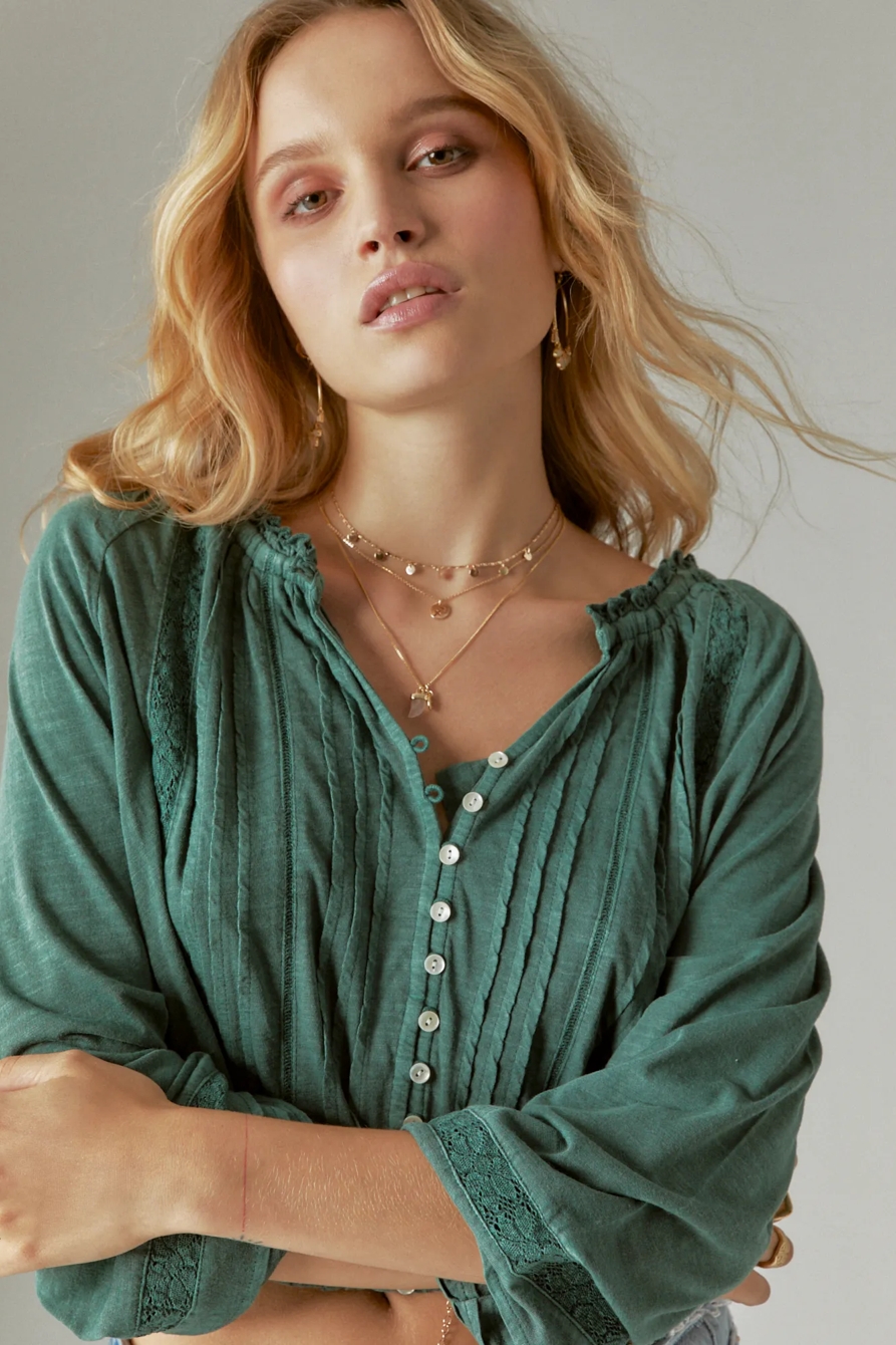 EMBROIDERED PEASANT LACE TRIM TOP, image 4