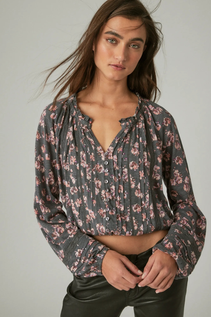 EMBROIDERED PEASANT LACE TRIM TOP, image 2
