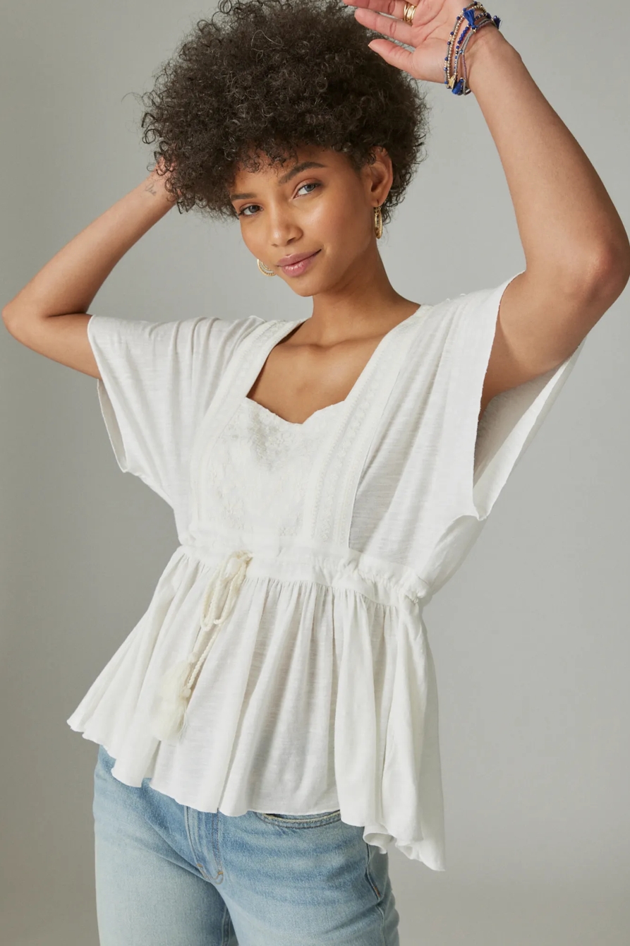 EMBROIDERED SQUARE NECK TOP, image 2