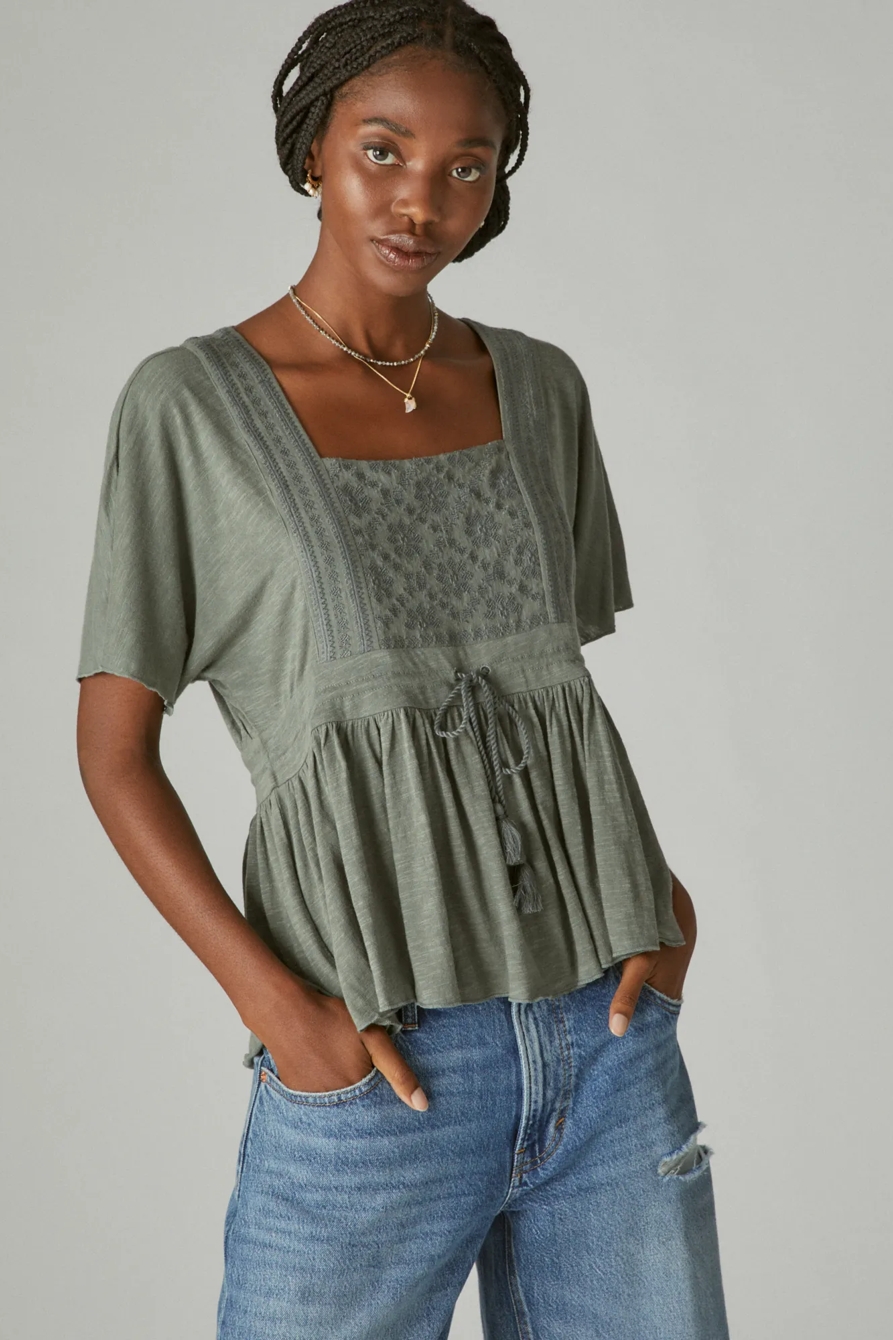 EMBROIDERED SQUARE NECK TOP, image 2
