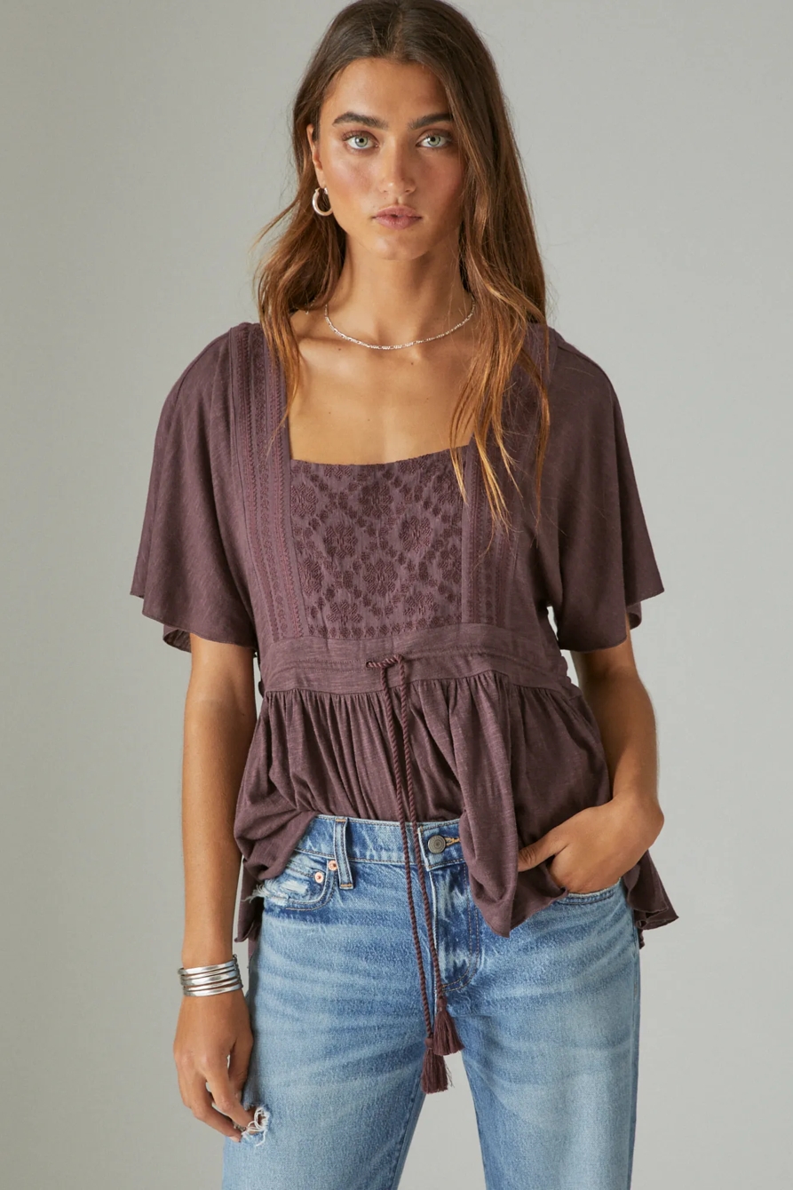 EMBROIDERED SQUARE NECK TOP, image 2