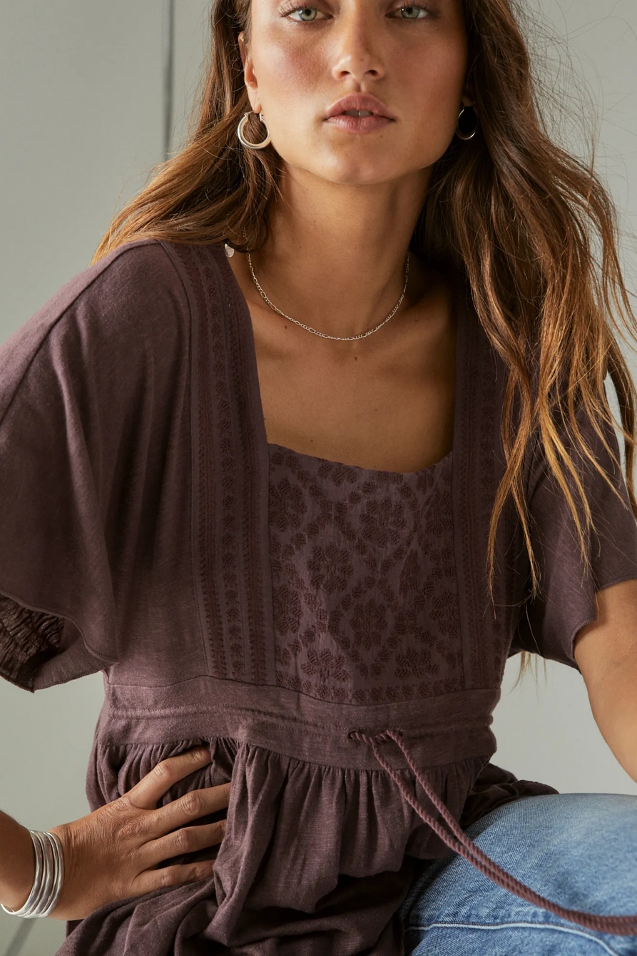 EMBROIDERED SQUARE NECK TOP, image 4