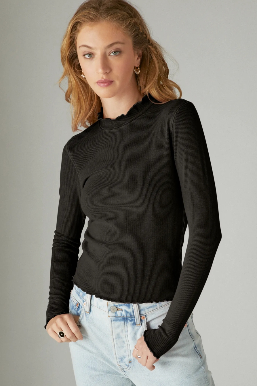 LAYERING MOCK NECK RIBBED TOP, image 1
