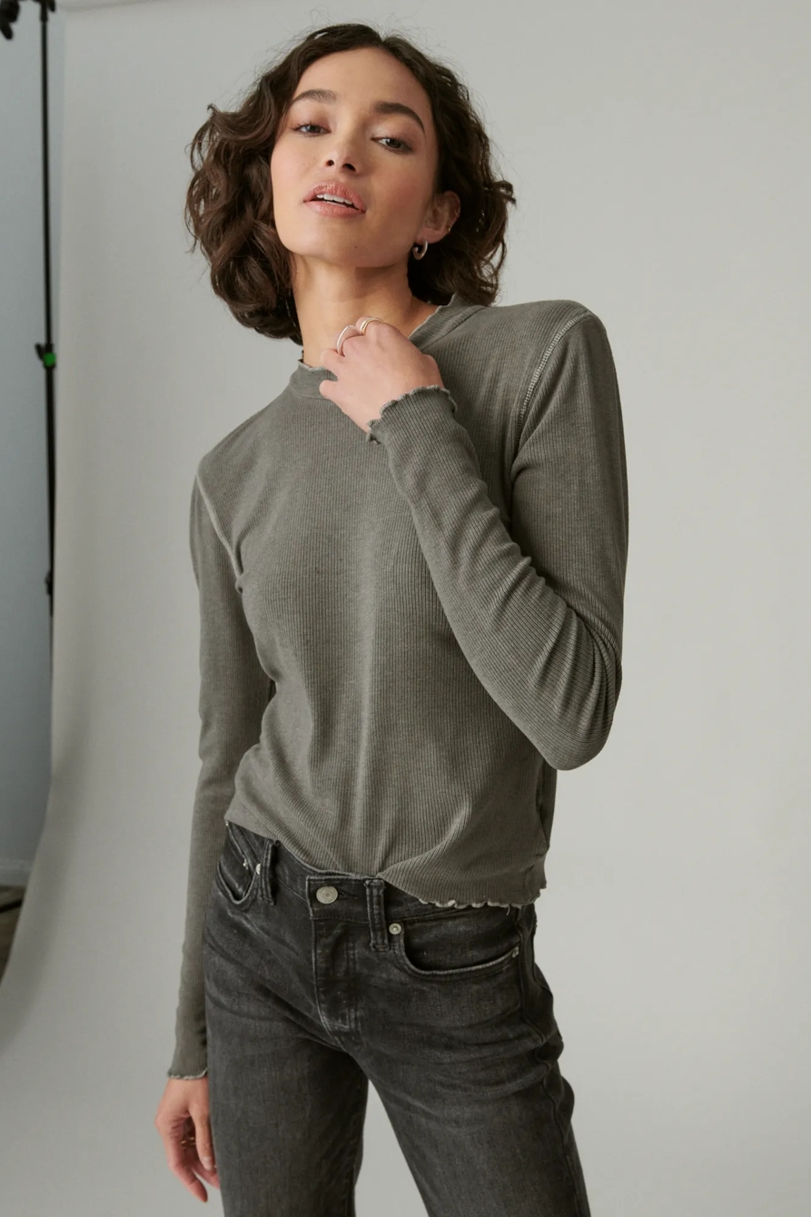 LAYERING MOCK NECK RIBBED TOP, image 2