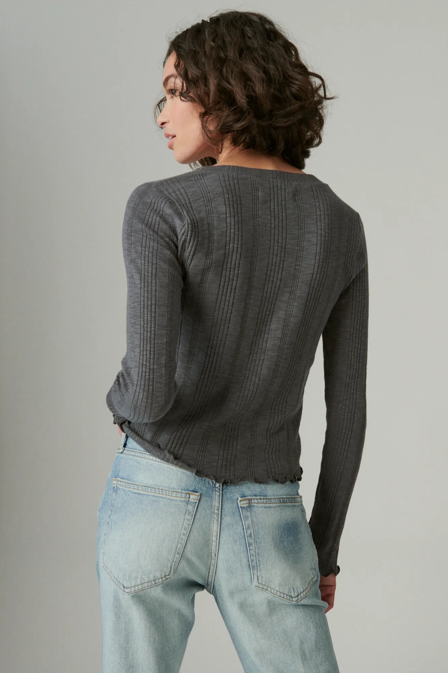LONG SLEEVE KNIT CARDI TOP, image 3
