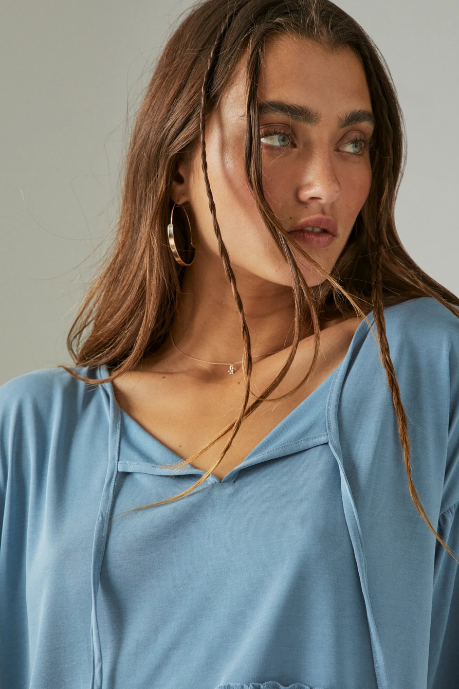 LONG SLEEVE NOTCH NECK SANDWASH TOP, image 4