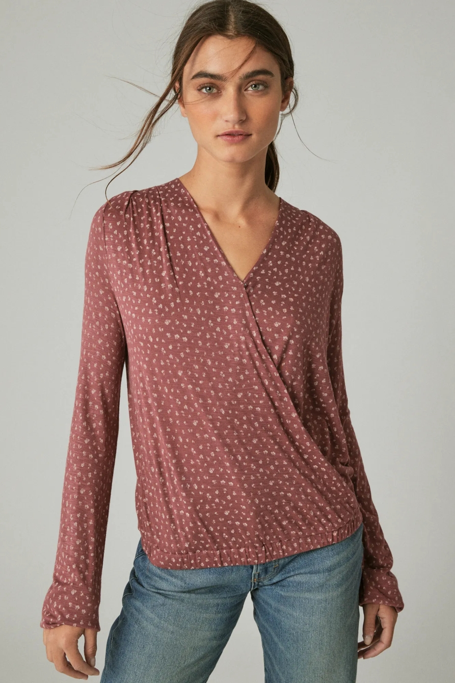 LONG SLEEVE WRAP TOP, image 2
