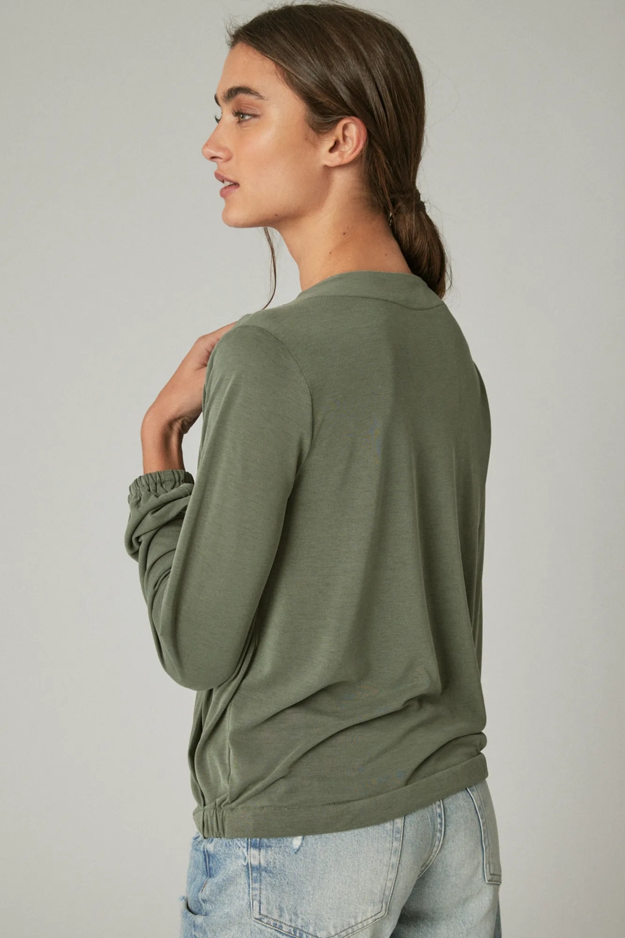 LONG SLEEVE SANDWASH WRAP TOP, image 4